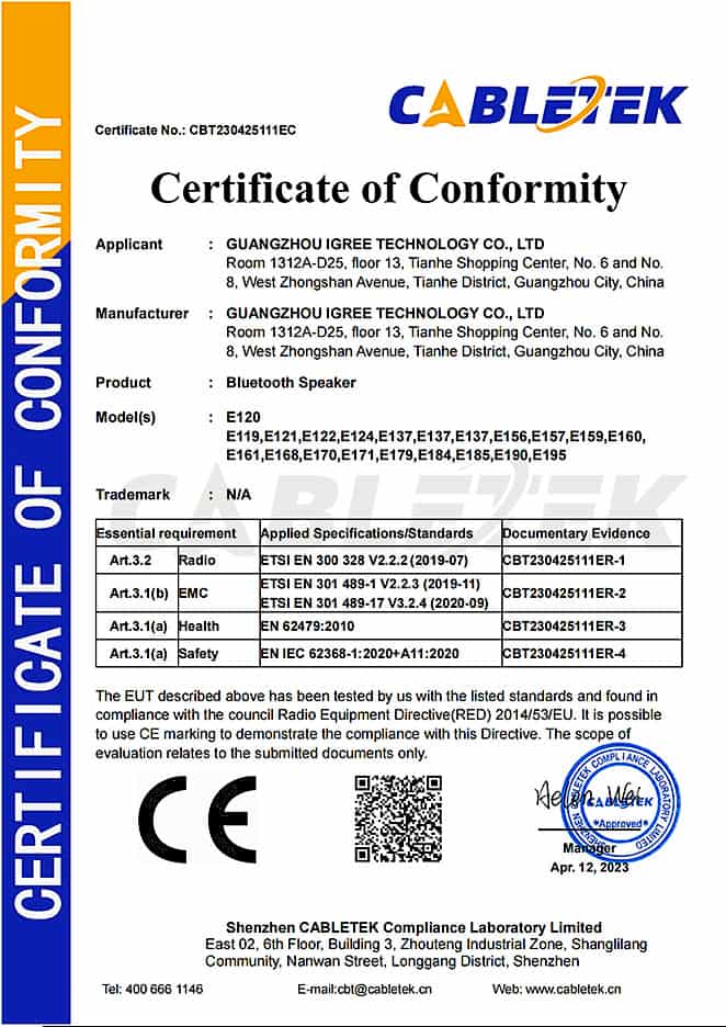 Speaker certificate